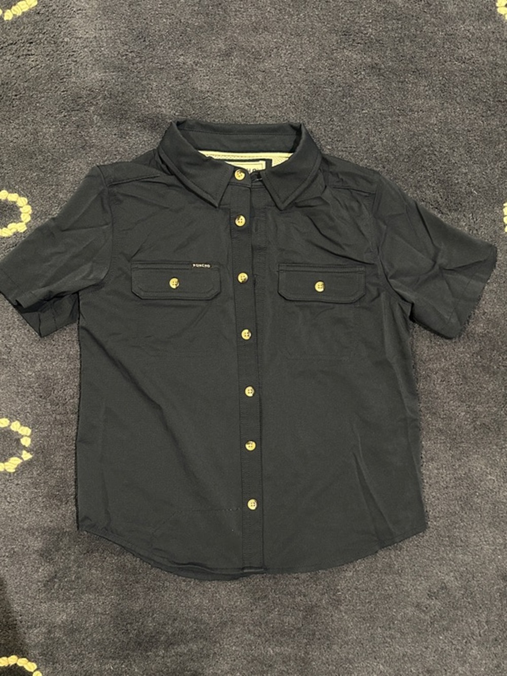 Poncho Youth Navy Short Sleeve Button-Up